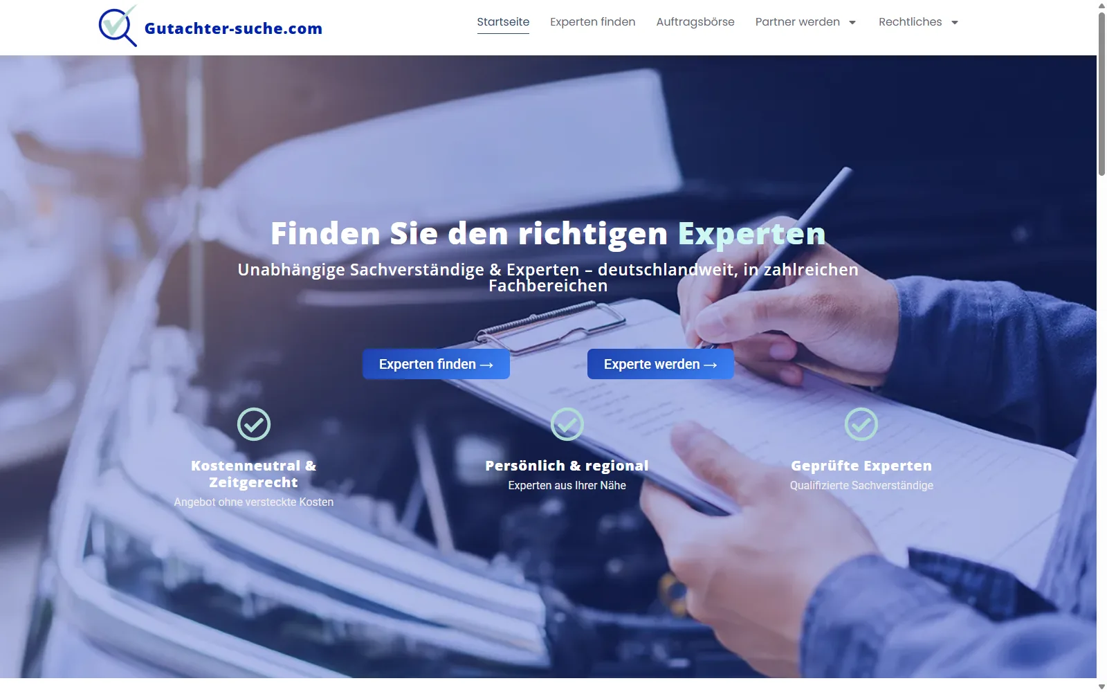 Vorschau der Startseite gutachter-suche.com
