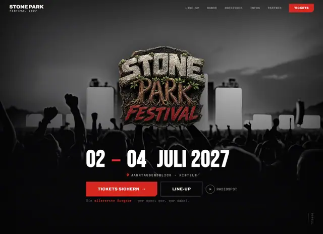Startseite von stoneparkfestival.de